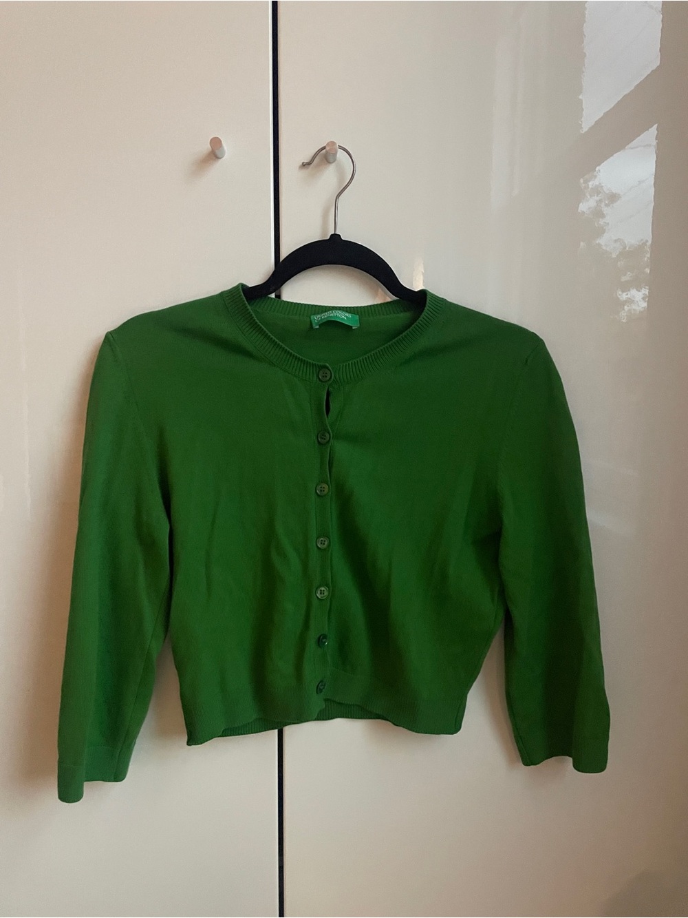 Green Women's Button-Front Cotton Cardigan